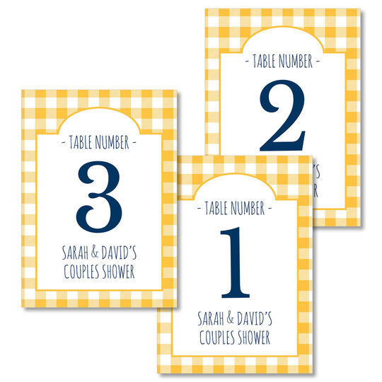 Yellow Gingham Table Number Cards